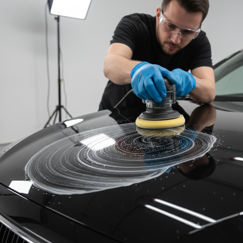 Pulido de carrocería en estudio de detailing